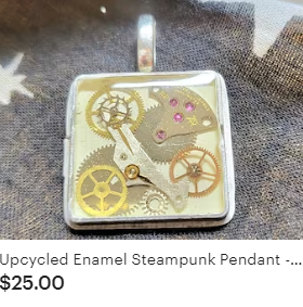 Square enamel necklace
